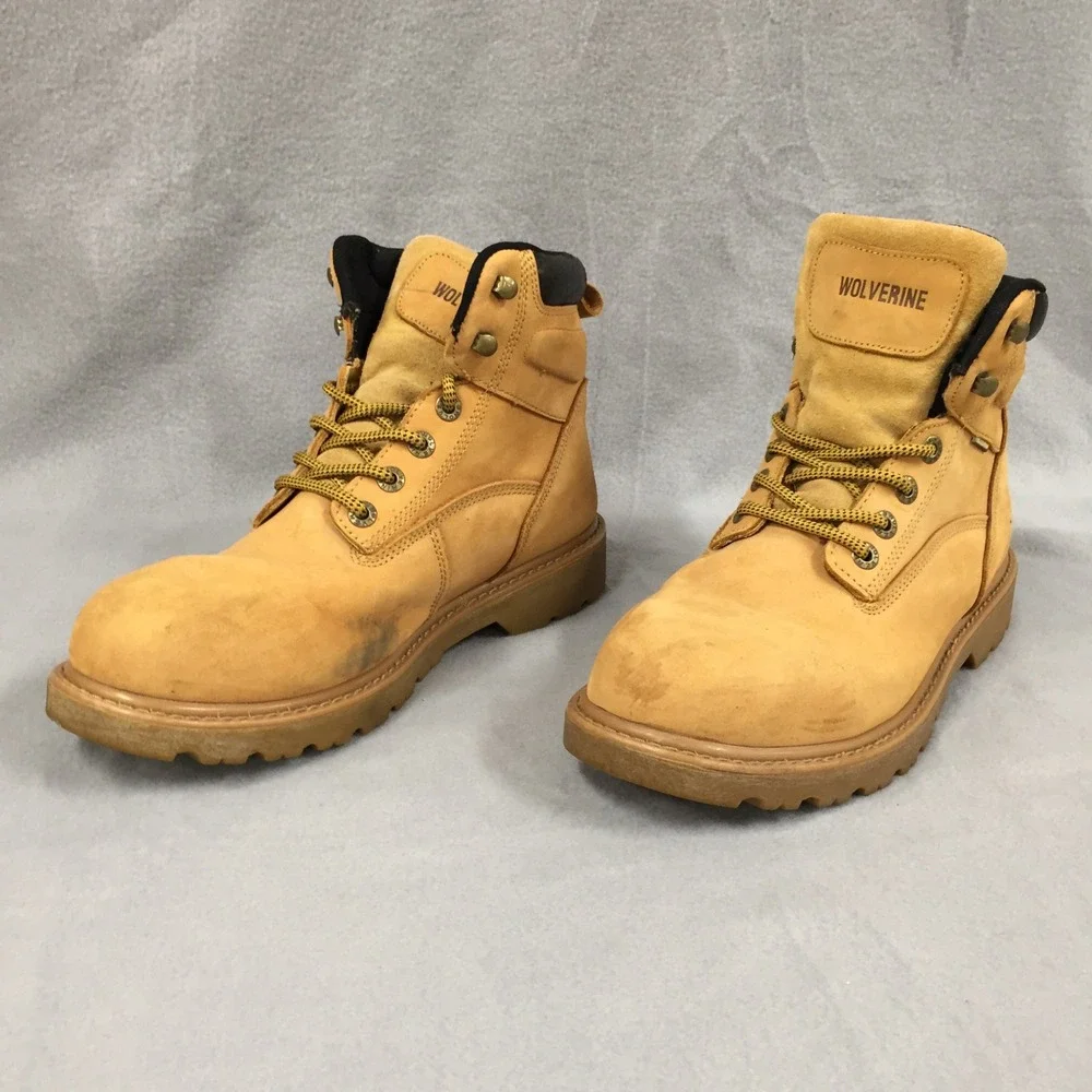 Wolverine Mens Waterproof Leather Work Boots Wheat Tan W10642 Size 10M
